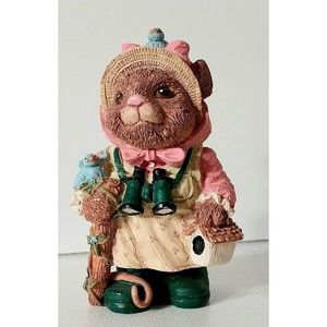 Nature Mouse Bluebirds Binoculars Walking Resin Figurine EUC Collectible Display